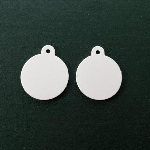 31mm Unique Sublimation Round Blank Dog Tags Wholesale DIY 3D Printing Key Rings Tag Accessories Both White Id Name Plate