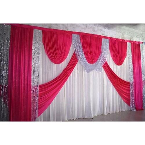3x6 meter wedding backdrop curtain with swag wedding drapes sequin wedding backdrop decoration