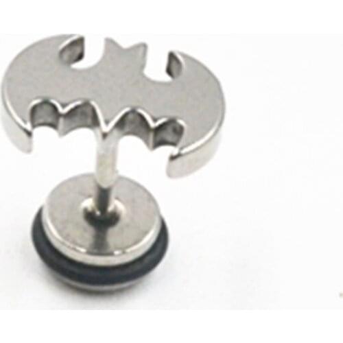 50pcs Stainlless Steel Body jewelry Ear Stud Fake Ear Plugs Cheat Tunnels Illussion Plugs Earring Free Shippment Bat Shape