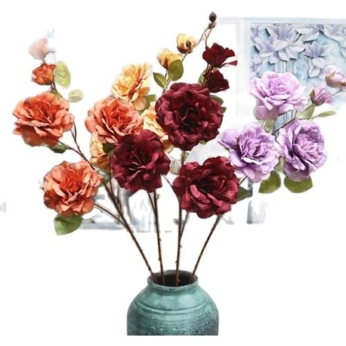 7Pcs Fake Long Stem Rose (5Heans/Piece) 36" Length Simulation Autumn Roses for Wedding Centerpiece