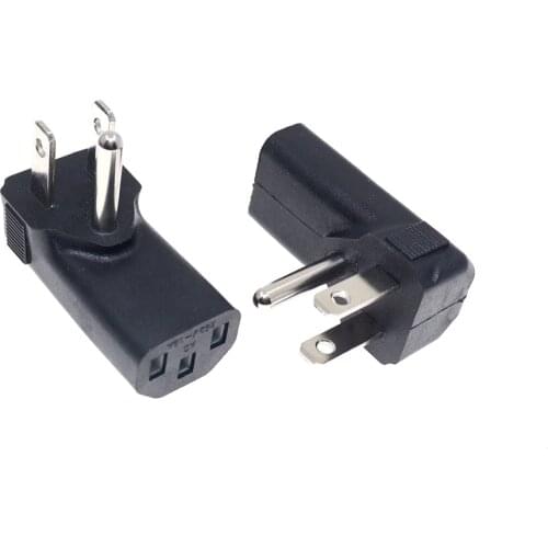IEC C13 Right Angle to US Nema 5-15P Plug Adapter American 3 Prong Plug to C13 AC Power Cable Plug Adapter