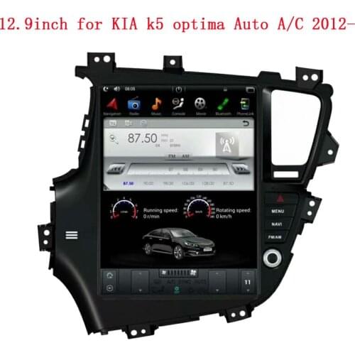 12.9" big touch screen tesla style android 9.0 car dvd multimedia player for KIA K5 optima 2011- Auto A/C 2012- car audio gps