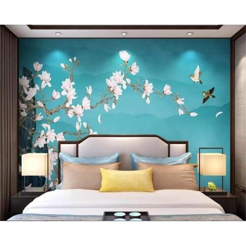 Beibehang papier peint mural 3d Chinese 3d wallpaper magnolia pen and flower background ornament wallpaper papel de parede 3d