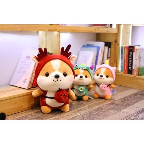 Squirrel Plush Toys Dinosaur Plush Shiba Inu Transformed Cosplay Dinosaur Quality Stuffed Animal Doll Children Toys Kids As Gift