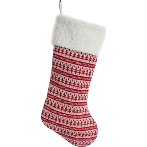 Free Shipping Knitted Christmas tree body polar fleece cuff Christmas Stocking red P1754-5