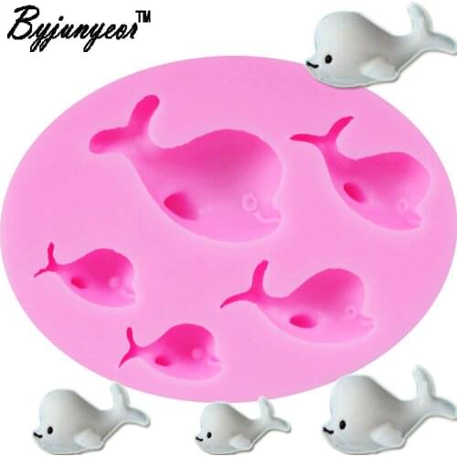 Byjunyeor F1025 Epoxy UV Resin Dolphin Fondant Chocolate Mould Marine animal silicone mold for cake decorating tools