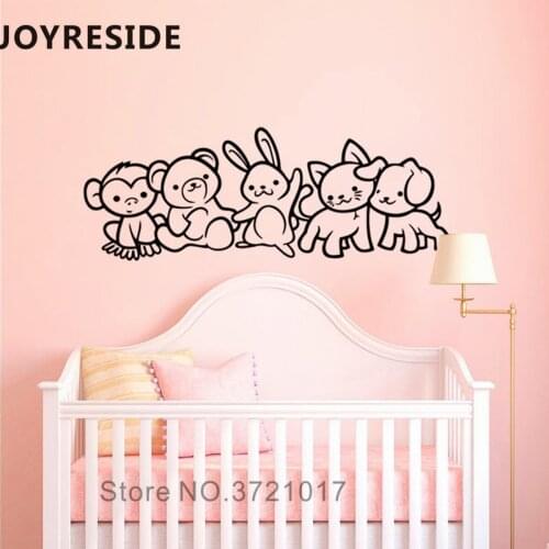 Nursery Wall Sticker Little Animal Group Cute Wall Decals Home Baby Kid Room Lovely Decoration Wall Decor Vinyl Design M457