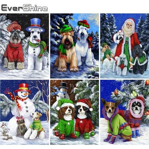 Evershine 5D DIY Diamond Embroidery New Arrival Dog Diamond Painting Christmas Animal Cross Stitch Kit Home Decor Gift