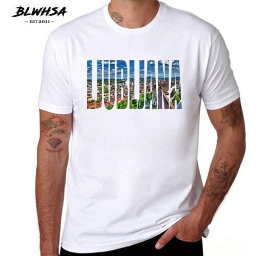 BLWHSA Ljubljana City T shirt Men Casual Short Sleeve Brand T-shirts Funny Slovenia Capital City Ljubljana White Men Tees