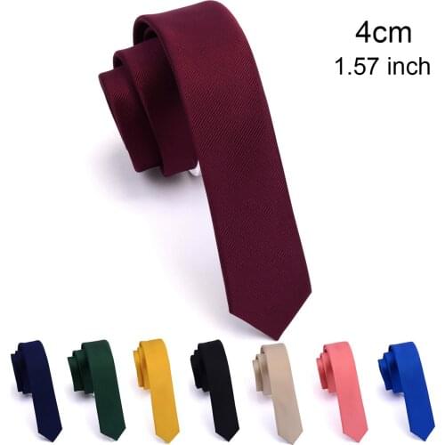 GUSLESON Quality Casual 4cm Slim Solid Tie Red Yellow Green Ties Handmade Fashion Men Woven Skinny Necktie For Wedding Party