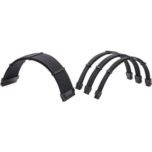 Computer PSU ATX Extension Power Cord Cable Kits 18AWG ATX 24PIN CPU (4+4)PIN GPU(6+2)PINX2