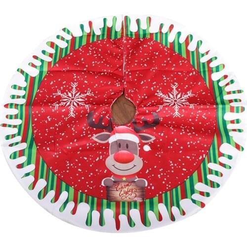 Round Elk/Santa/Snowman Print Xmas Tree Skirt Cover Floor Carpet Christmas Decor