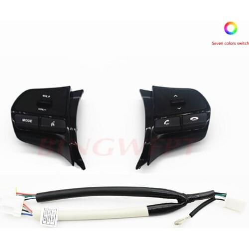 Seven colors Multi-function Buttons apply for KIA K2 RIO Car Steering Wheel Switch volume mode phone switches car styling