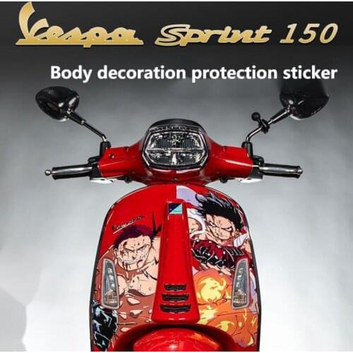 Motorcycle Decal Print Pirate King Pull Flower Protection Sticker Decoration Modification for Vespa Primavera 150 and Sprint 150