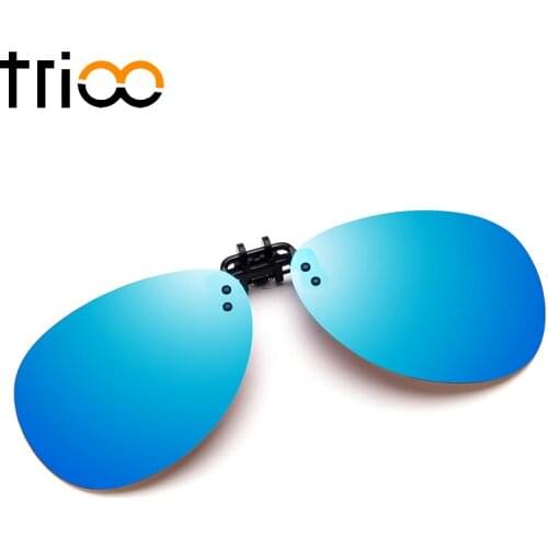 TRIOO Clip on Sunglasses For Myopia Frame Rimless Flip Up Polarized Sun Glasses For Men Driving Anti-Glare Lunette Pilot Style
