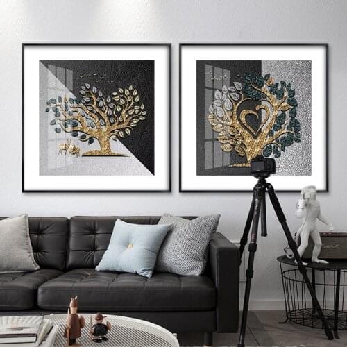 Wall Paintings Posters and Prints Wall Art Canvas Painting Abstarct Golden Tree Pictures For Living Room Home Decor No Frame