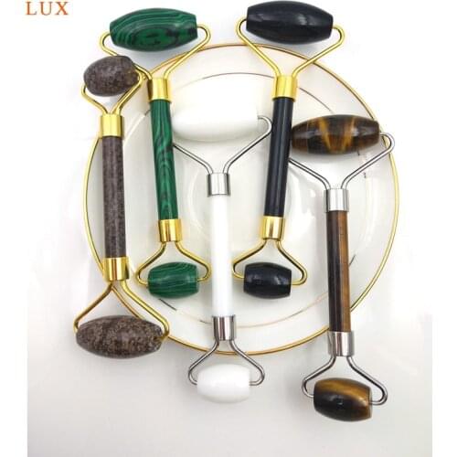 Natural Obsidian White Jade Roller Massage Stick Germanium Stone Roller Massager relieve fatigue Brush Skin Health Beauty Tool