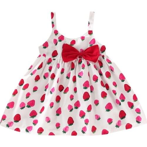 Baby Girl Clothes Vestido Infantil Girls Dress Fashion Summer Sleeveless Dress Kids Strawberry Print Dresses For Girls Sukienki