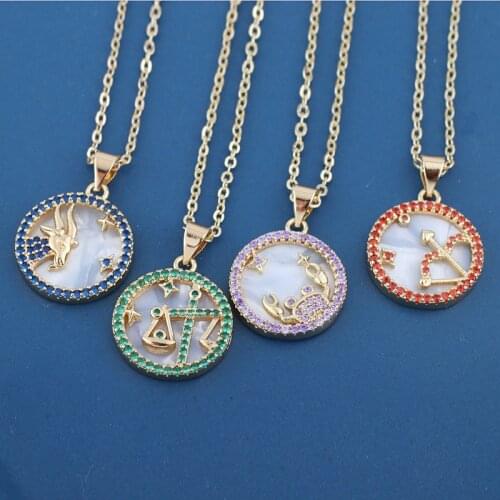 12 Colors Constellation Necklace constellatory Metal Aries Taurus Gemini Cancer Leo Virgo Scorpio Sagittarius Capricorn Pisces