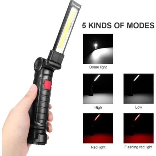 COB TORCH FLASHLIGHT Handheld LED Work Light Tactical Torch Lamp Foldable 200LM IPX6 Waterproof USB Charging Magnetic Hanging