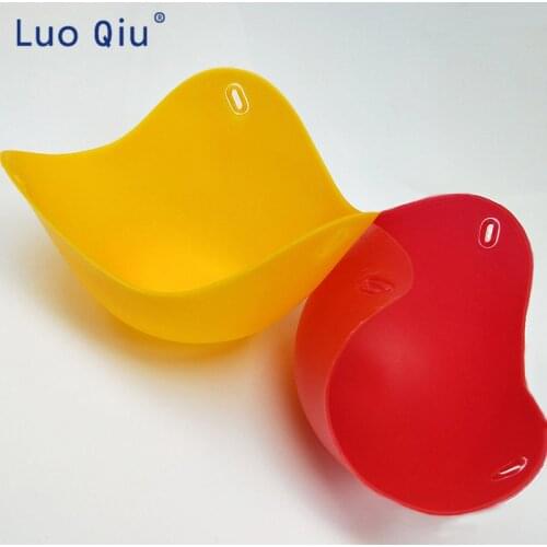 Pancake Maker Silicone Egg Poach Pods Kitchen Cookware Poached Baking Cup Gadget Egg Mold Boiler Cup 2 pcs/Lot Red and Yellow