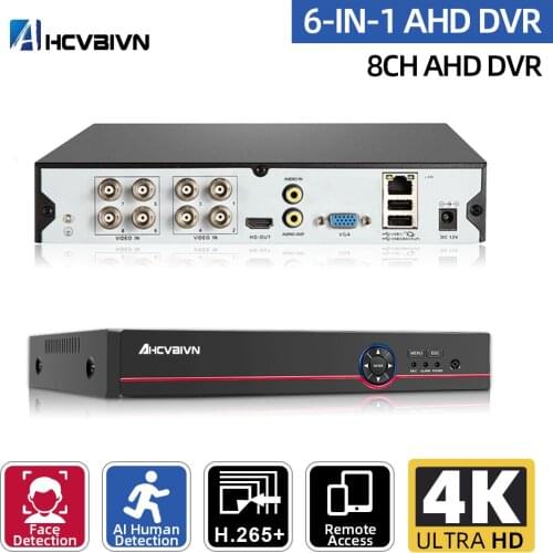 H.265 8 Channel 4K CCTV AHD DVR Recorder 5MP Face Detection DVR Security System 8MP Digital Surveillance Video Recorder XMEYE