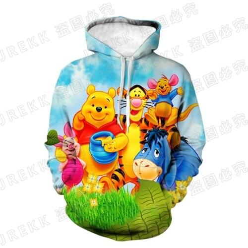 Winnie The Pooh Bear Edward Pooh Mr Sanders Mens Oversize Hoodie Cartoon Anime 3D Print Disney Boy Girl Kids Sweatshirt