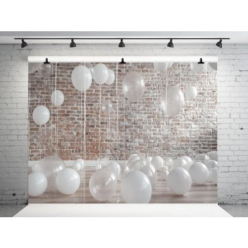 VinylBDS Children Birthday Backdrop Photography White Balloons Baby Shower Backdrop Washable Backgrounds For Photo Studio