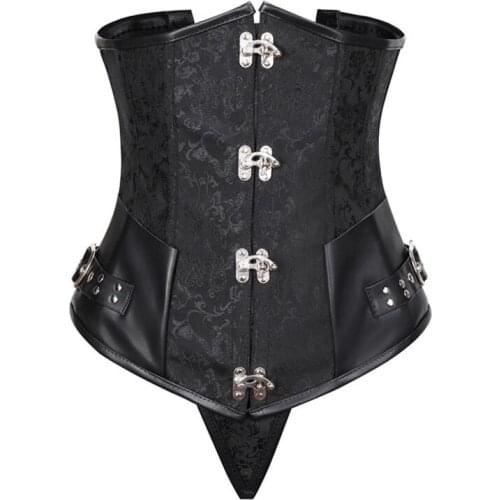 WYS.JL Steampunk Corsets and Bustiers Leather Corsets Sexy Women Gothic Underbust Corselet 6XL Steel Boned Corsets
