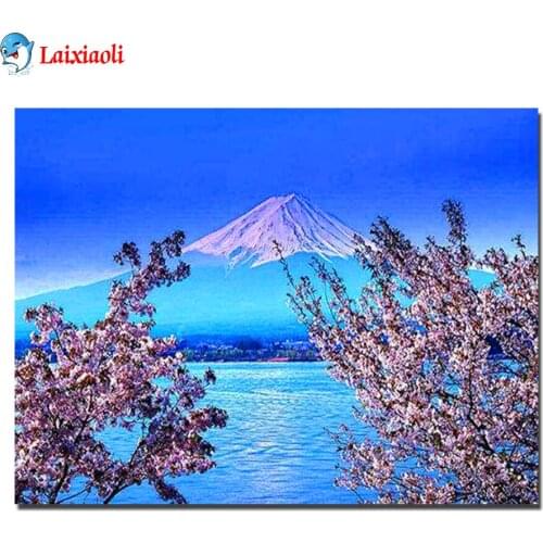 Japan Mount Fuji, cherry blossom landscape Diy 5D Full Diamond Painting cross stitch kits art 3D paint by diamond embroidery art