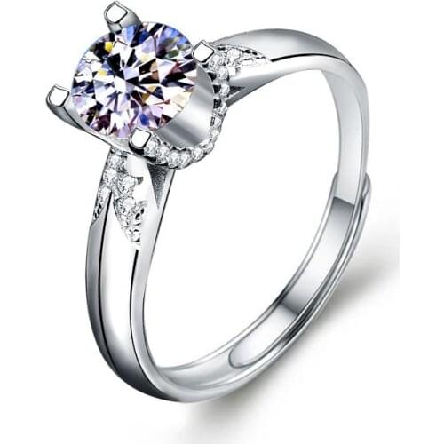 Jewellery Moissanite Jewelry Sterling silver 925 engagement Gifts for women 1ct D color V-shaped Luxury dovetail Prong Setting