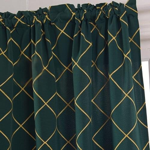 New Nordic Finished Curtains Green Geometric Embroidery Window Curtains Semi Shade Curtain for Bedroom Living Room