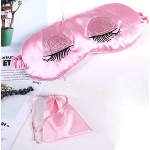 Womens Imitation Silk Glitter Sequins Long Eyelash Embroidery Sleeping Eye Mask Drop Shipping