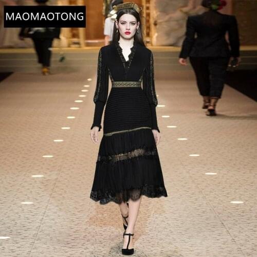 Womens Clothing Fashion Designer Dress Spring Womens Dress V-neck Lace Lantern Sleeve Ruched Slim Elegant Dresses