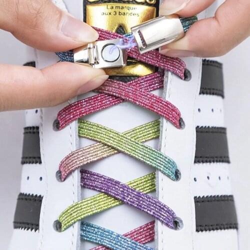 1Pair Magnetic Shoelaces Elastic Colorful Flat No Tie Kids Adult Sneakers Lazy One Size Fits All