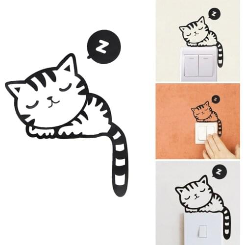 1PC Cartoon Animal Cat Switch Cover Room Decor 3D Silicone On-off Sticker Switch Outlet Wall Sticker Home Decor Switch Sticker