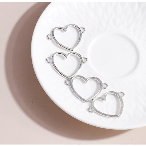 10pcs/lot 39*28mm Trendy Metal Love Heart Charms Connector for DIY Making Earrings Necklaces Jewelry Pendants Decoration