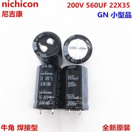2PCS/10PCS 560uf 200v Nichicon GN 22x35mm 200V560uF Snap-in PSU Capacitor
