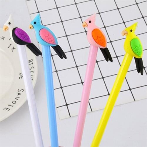 2pcs/lot Creative Colorful Parrot Black Ink Pen Office Neutral Pen Childrens Gift Kawaii School Stationery Supplies papeleria