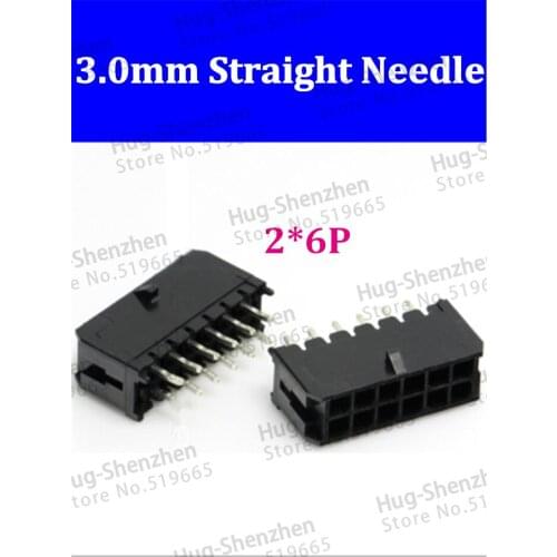 50sets/lot) Molex 3.0MM 12Pin 2*6Pin,Pitch:3.0MM, straight needle Molex3.0-12P