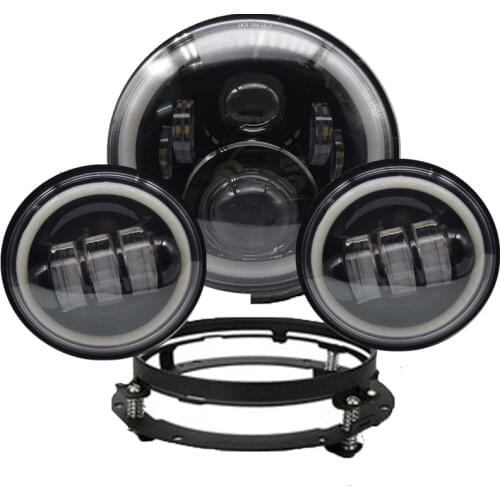 7 Inch 60W Motorcycle Headlamp Angle Eye LED Headlight & Fog Lamps for Electra Glide Classic Softail Deluxe 2017 FLSTC Road King