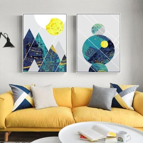 Abstract Contrast Line Geometric Mountain Canvas Painting Wall Art Canvas Decoration Painting Pictures For Living Room Porch