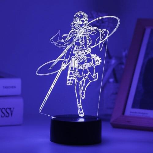 Acrylic 3D Led Night Light Anime Attack On Titan For Home Room Decor Table Lamp Cool Kid Child Gift Gon And Killua Figure