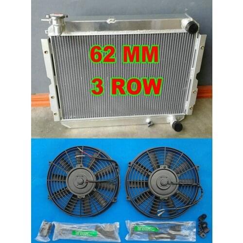 Aluminum Radiator + FANS For Toyota Land Cruiser J60 60 Series HJ60 HJ61 HJ62 1980-1990 4.0L Diesel Turbo-D 2H 12HT MT