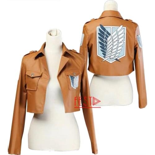 Anime Attack on Titan Shingeki No Kyojin Levi Hanji Zoe Sasha Cosplay Costume Leather Jacket Suit Top Cloth Anime Party Adult
