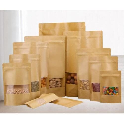 Paper bag Brown Kraft Paper bag Gift Bags packing Biscuits candy Food bread Cookie Bread Nuts Snack Baking Package Zip Lock