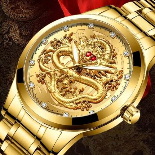 Relojes Hombre 2020 Luxury Brand Men Watch Men Golden Watches Waterproof Full Steel Quartz Dragon Clock Male Relogio Masculino