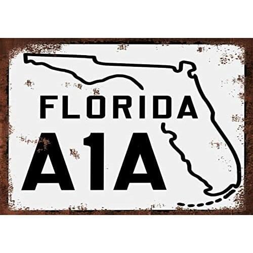 Florida State Route A1a Highway Marker Road Sign Miami Beach Key West Speed Limit MPH Sign Slow Down Traffic Sign