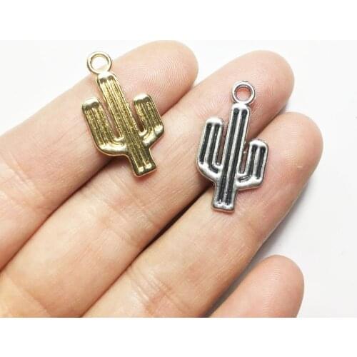 Eruifa 20pcs Zinc alloy 13*20mm Cactus necklace,earring bracelet jewelry DIY handmade 2 color