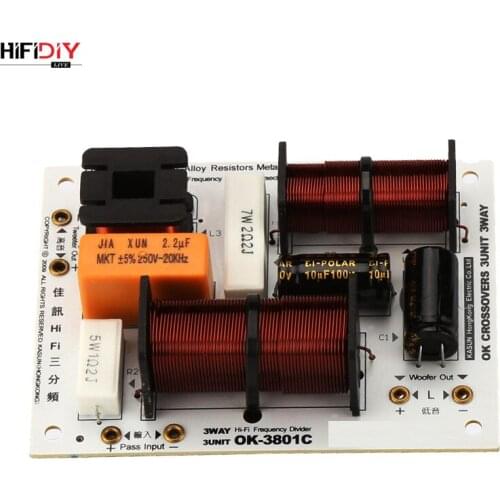 HIFIDIY LIVE OK-3801C 3 Way 3 speaker Unit (tweeter + mid +bass )HiFi Home Speakers audio Frequency Divider Crossover Filters